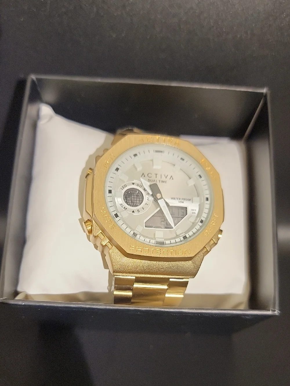 NWT Activa Signal X Invicta Digital Unisex Watch 45.5mm Gold White ACWM423-008